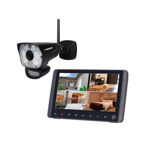Trådløs HD videoovervågningssæt m. PIR kamera m. hvidt sensorlys