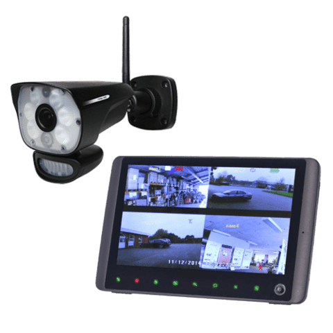 Trådløs HD videoovervågningssæt m. PIR kamera m. hvidt sensorlys